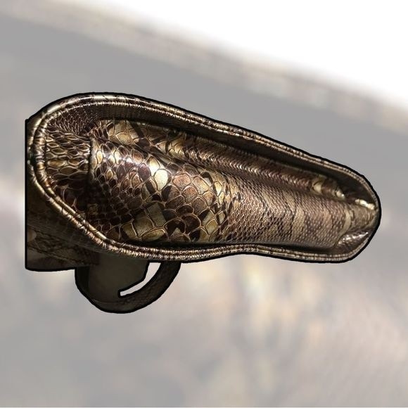 Leather Snake Print Bag Shouder/Hand Straps 12” x 8” - Picture 8 of 10